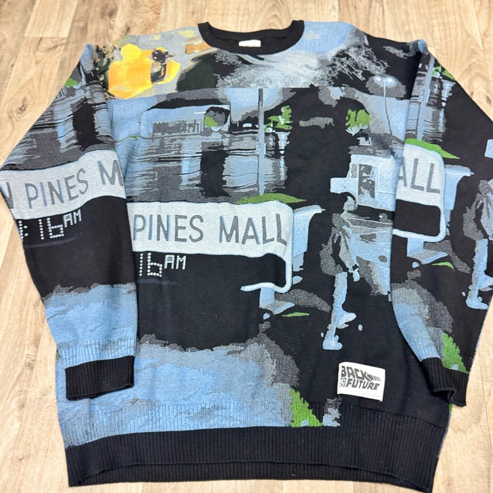 Zara Back to the Future Knit Sweater Twin Pines Mall Movie Graphic‎ Men’s M